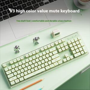 Prewalker V3 Wired Mute Keyboard Mouse Suit Mechanical Feeling Girls Office Typing Wireless Bluetooth Computer